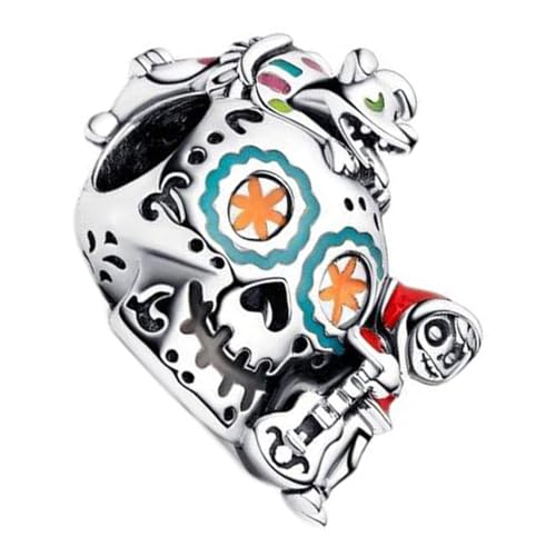 Repostería Y Gourmet, Toy Pixar Coco Miguel Dante Skull Charm Fit Women Bracelet Necklaces Fashion Gifts 925 Sterling Silver DIY Jewelry (Glow-in-the-dark 0899)