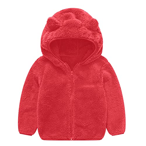 Image of Toddler Girls Boys Fleece Hoody Jacket Zip Up Teddy Coat Warm Winter Outwear