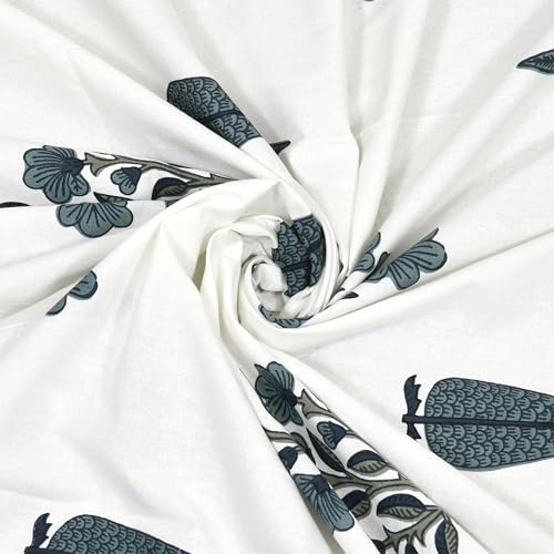 Image of BLOCKS OF INDIA Hand Block Printed 200 TC Cotton King Size Bedsheet | Grey Rose