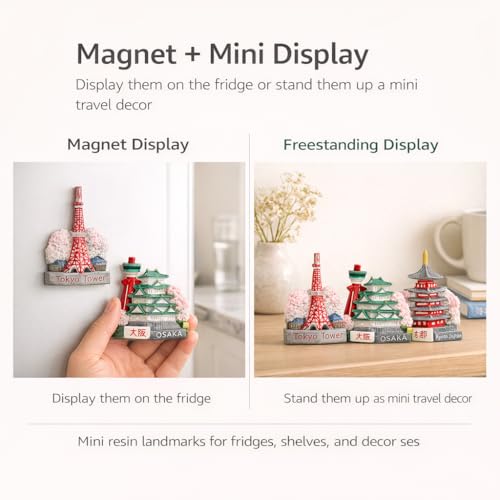 Imanes decorativos 3D Japón set de 3 piezas miniatura 4