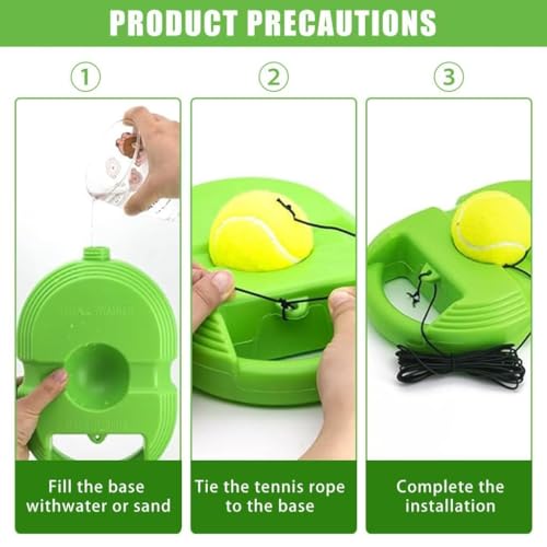 Image of Tennis Trainer Rebound Ball Set | Solo Tennis Practice Trainer with Elastic Rebound String & Heavy Stable Base | Self Training Equipment for Kids & Adults (Round)