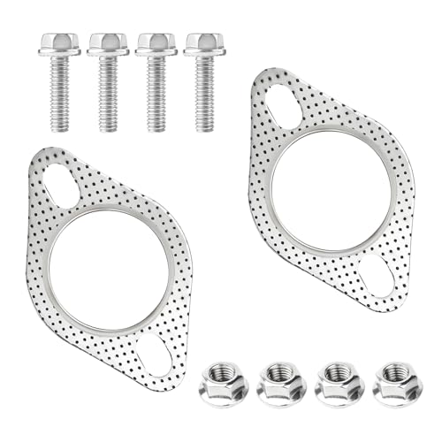 Image of 2PCS Car Exhaust Gasket + 4PCS Exhaust Bolts, 2-Bolt 2.5-Inch Exhaust Flange Gasket Replaces OEM#120-06310-0002, Exhaust Manifold Gasket Kit, Car Accessories for Cars Trucks (2.5inch)