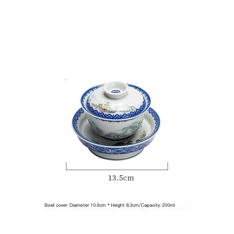 Tazas Para Matcha Cuenco de cerámica con tapa de gran capacidad, no caliente, cuenco grande de cerámica for preparar té de 200 ml Juego De Té Con Infusor