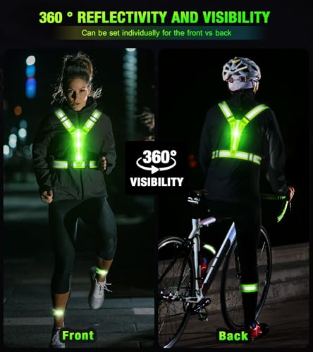 Led Light Up Running Vest Reflective Vest for runners night walking Rechargeable LED Reflective Running Vest High Visibility with Adjustable Waist/Shoulde - Image 3