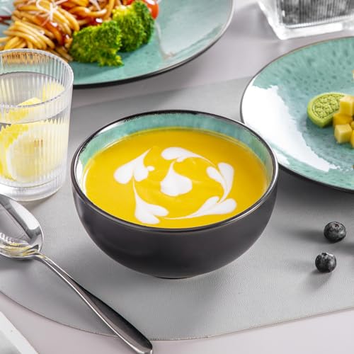 vancasso Bubble Plates and Bowls Sets - 12 Piece Dinnerware Sets Service for 4, Reactive Glaze Stoneware Tableware Set, Microwave, Dishwasher, Oven Safe (Green) - Image 6