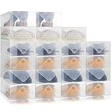 Sintuff 20 Pcs Clear Shoe Boxes Plastic Stackable Clear Shoe Storage Boxes for Women Men Ankle Boots High Heels Rooms Closet(11.8 x 7.5 x 3.7 Inches)