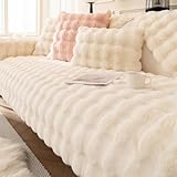 YKFN ソファーパッド ソファカバー ソファーカバー 2人掛け 肘付き かけるだけ 秋冬用 暖かい ソファーシート マルチカバー ソファー 北欧 長座布団 犬猫対策 肘なし ふんわり もこもこ ずれない ベッドカバー カーペット 汚れ防止 厚手 寒さ対策 節電対策 洗える ホワイト 90*180CM