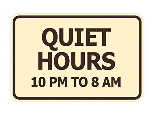 Panneau Quiet Hours 22h-8h encadré ivoire et marron Signs ByLITA grand format