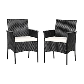 Patio Chairs Set of 2, All Weather Rattan Wicker Dining Chairs with Soft Removable Cushions, Armrest, Outdoor Dining Chairs for Garden, Pool, Backyard, Lawn, Porch, Black 41rX IiYz4L. SS280