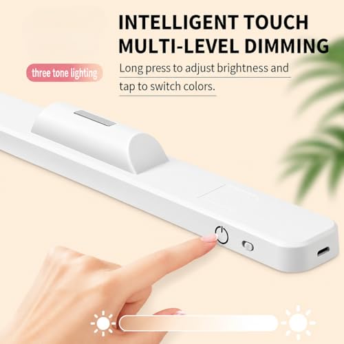 Image of FLYNGO 3 Color LED Rechargeable Touch Lamp, Magnetic Stick-On Cabinet Light USB Charging & Adjustable Brightness for Study, Wardrobe, Closet, Desk, Kitchen, Power Cut (1288-42CM)