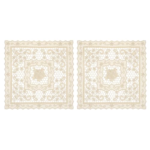 Set de table brodé dentelle rétro marron 30,5 cm carré napperon nappe - 2