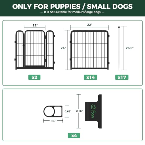 Image of FXW Rollick Dog Playpen with Anchor Kit (Pack of 4) - 24 Inch 16-Panel Dog Pen for Small & Medium Dogs, Stable & Safe Indoor /Outdoor Play│Patented