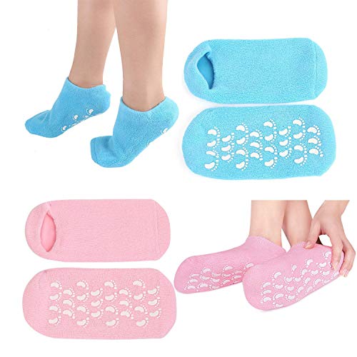 ZhiQToes Moisturizing Gel Socks - Helps Dry Feet, Cracked Heels, Dry Heels, Rough Calluses, Cuticles, Dead Skin, Use with your Favorite Lotions, Creams or Spa Pedicure. 2Pairs