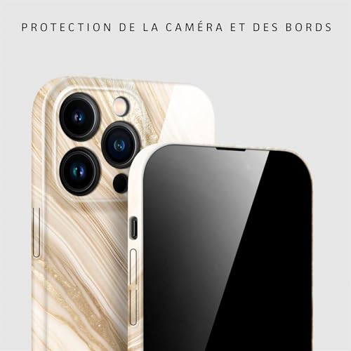 Coque iPhone 15 Pro Max effet marbre Bliss Or Beige pour un look chic