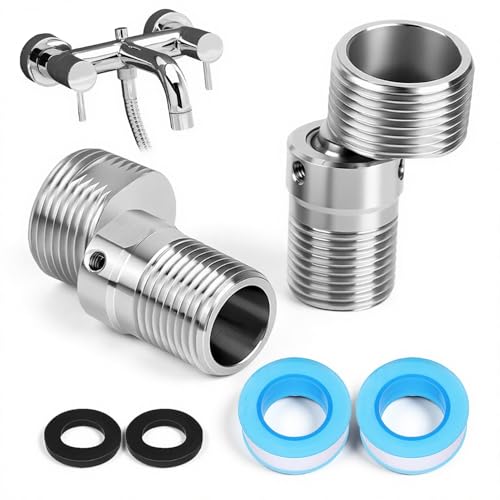 2 Piezas 304 Adaptador Grifo Ducha de Acero Inoxidable Excentricas Grifo Ducha Ajustable en 360 Grados Adaptador de Baño Flexible Aptos para Grifos de Griferia Ducha, Cocina y Lavabo