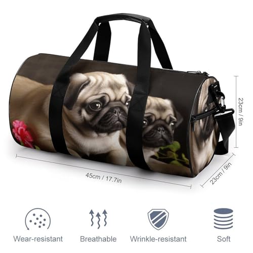 Duffel Bag Puppys Pug Printed Foldable Gym Bag for Men Women Duffle Bag Lightweight with Inner Pocket for Travel Sports2