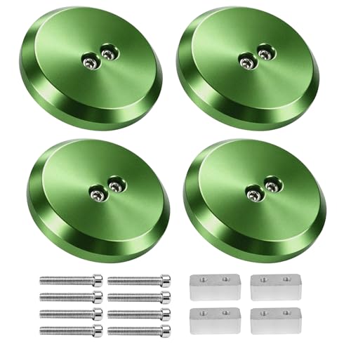 Image of Green Corvette Jack Pucks Floor Jack Pads, 4 Pack | Anodized Aluminum, Compatible with 1997-2025 Corvette C5 C6 C7 C8 & Porsche 944 964 993 996 997 911 Boxster Cayman