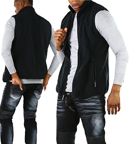 Image of ToBeInStyle Men's Zip Up Sleeveless High Collar Polar Fleece Vest
