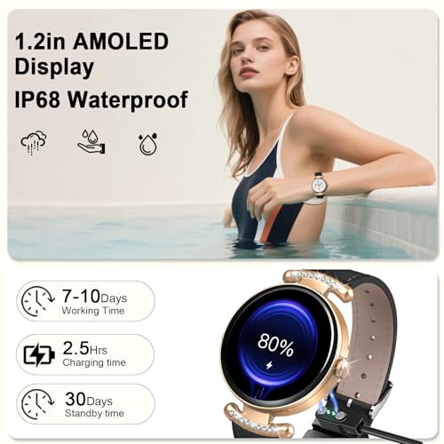 Image of Smart Watches for Women,Answer /Make Call,1.32 inch AMOLED Ultra-Clear Screen Smartwatch with Heart Rate,Sleep Monitor, Watches for Women for Samsung /Android /iOS,100+ Sports Mode,3ATM Waterproof