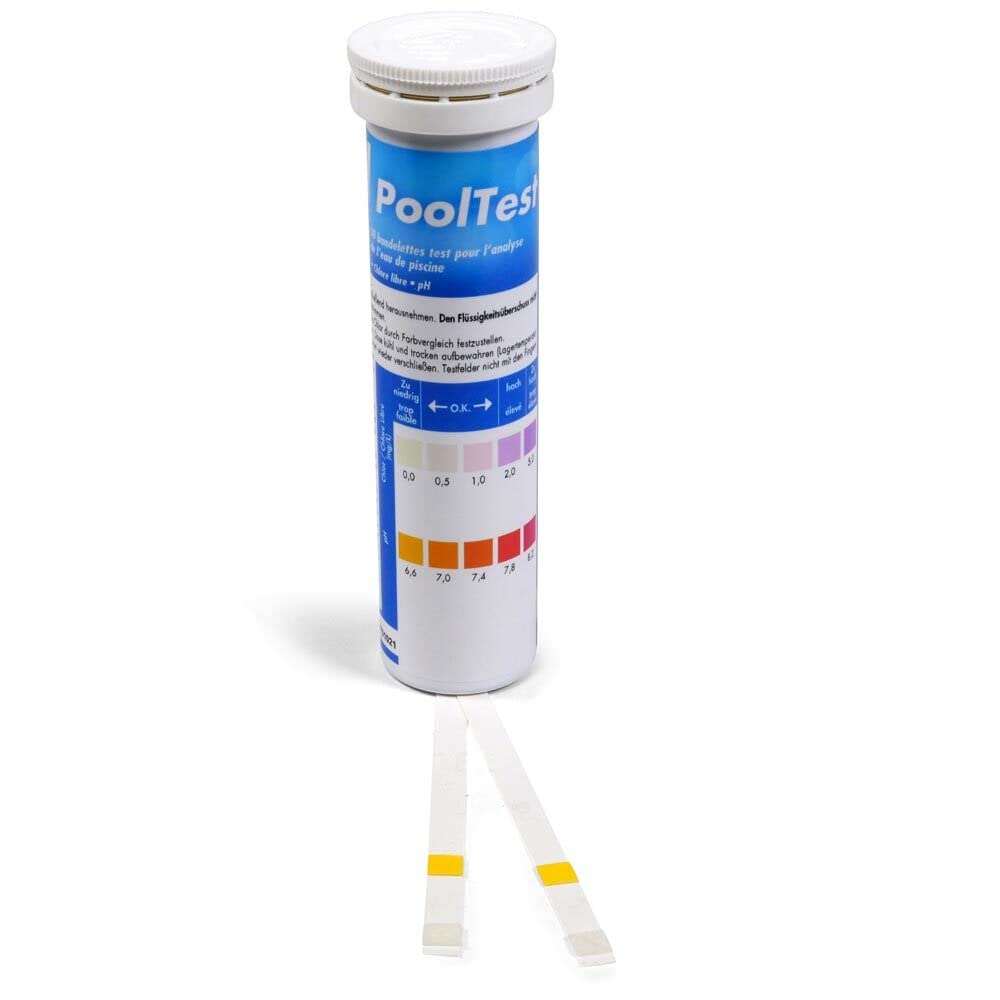 Cristal Pool e-Chlor Set - 5 in 1 Chlor MultiTabs - Dosierschwimmer - Teststreifen pH-Wert + Chlor 50 x - Langzeitdesinfektion - Trübungsentfernung