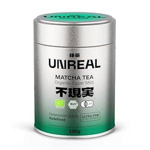 UNREAL® 100g Ceremonial Bio Matcha – 100% Japanischer Zeremonieller Grüntee – Premium Qualität aus Shizuoka – Für Tee, Latte & Smoothies – Besonders fein vermahlen