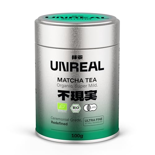 UNREAL® 100g Ceremonial Bio Matcha – 100{1fd85f21294b83709f419edecdeb999eda26a4aa3789749d51d179304ce702d0} Japanischer Zeremonieller Grüntee – Premium Qualität aus Shizuoka – Für Tee, Latte & Smoothies – Besonders fein vermahlen UNREAL® 100g Ceremonial Bio Matcha – 100{1fd85f21294b83709f419edecdeb999eda26a4aa3789749d51d179304ce702d0} Japanischer Zeremonieller Grüntee – Premium Qualität aus Shizuoka – Für Tee, Latte & Smoothies – Besonders fein vermahlen