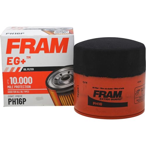 FRAM EG+ PH16P 10K Mile Change Automotive Replacement Interval Spin-On Engine Oil Filter for Select Vehicle Model Years, Vehicle Engine Protection Oil Filter for Everyday Drivers
