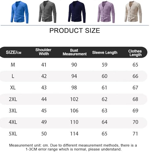 Mens Cardigan Sweaters with Buttons, Ribbed V-Neck Knitted Cardigan Lightweight Oversized Fashion Outerwear 6