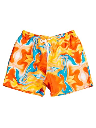 MakeMeChic Men's Drawstring Waist Swim Trunks Graphic Print Wide Leg Vacation Beach Shorts