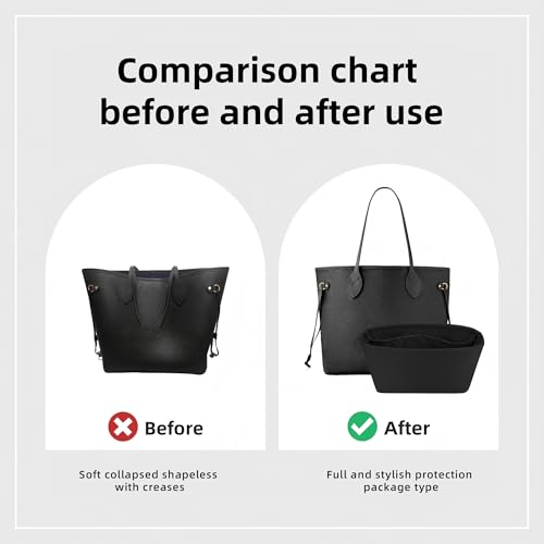 Image of DGAZ Purse Organizer Insert Fits Neverfullbag BB /PM /MM /GM，Silk Bag Organizer，Luxury Handbag & Tote Shaper(Black,BB)