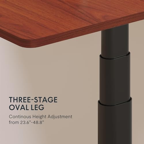 Image of FLEXISPOT E6 Pro 55 inch x 28 inch Dual Motor Electric Standing Desk, Organic Modern Oval Leg Design, 3-Stage Height Adjustable Sit Stand Desk with Heavy Duty 330lbs, Mahogany Desktop, Black Frame