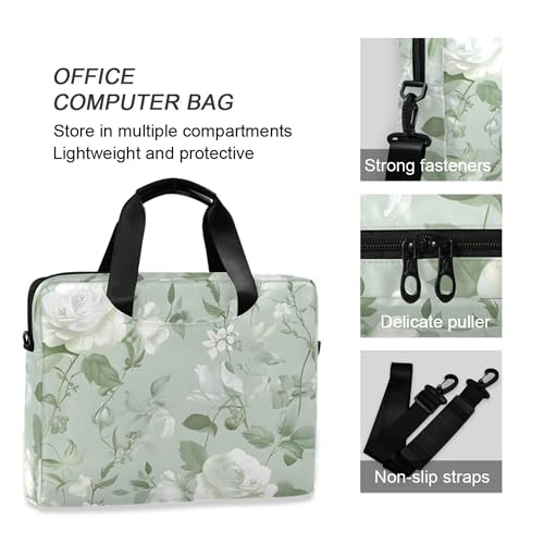 Maletín portátil verde claro con estampado floral para laptop 13-15.6" miniatura 5