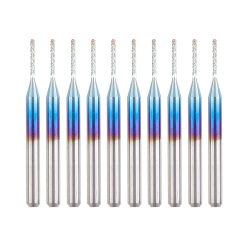 SagaSave 10PCS Coated Tungsten Steel Router Bits Set - CNC Mill Engraving Bits, 3.175mm Shank, Length 38mm, Models 1.0mm to 3.175mm (1.0mm)