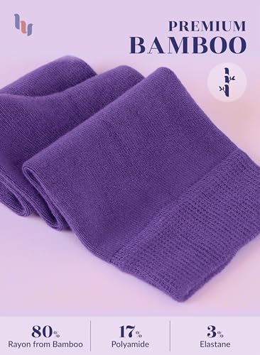 Image of Hugh Ugoli Women's Rayon Derived from Bamboo Knee High Socks Comfort Seam Long Dress Socks, Shoe Size 5-8 /8-11, 4 Pairs