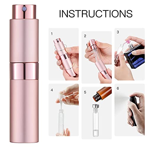 Image of Lisapack 8ML Atomizer Perfume Spray Bottle for Travel, Empty Refillable Cologne Dispenser, Portable Sprayer for Men and Women (Pink)