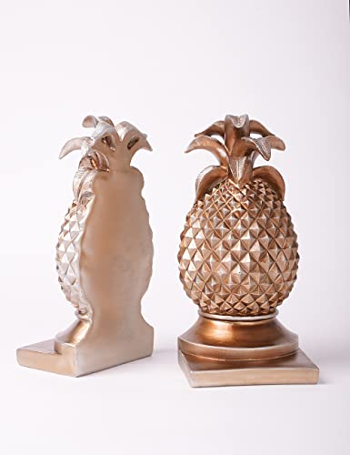 HAUCOZE Decoratieve boek uiteinden ananas standbeeld sculptuur polyresin beeldje geschenken goud huis kunst 10.2 inch - Afbeelding 4