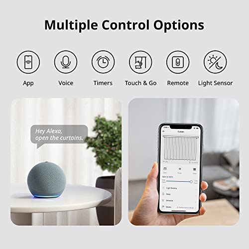 SwitchBot - Motor Inteligente para Cortinas | Abre y Cierra Las Cortinas Desde tu teléfono | Sensor de Luz | Temporizador | Agregar Hub Compatible con Alexa, Google Home, IFTTT (Rod 2.0, White)