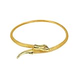 Sie erhalten den Halsschmuck in einer Einheitsgröße. Die goldene Kette wird durch den auffälligen Anhänger, in Form einer Schlange mit rotem Strassstein, zu etwas ganz Besonderem. Es handelt sich hierbei um Modeschmuck, der sich zu vielen Kostümen kombinieren lässt