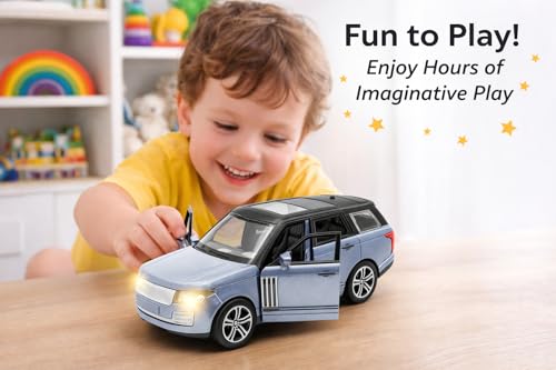 Image of DREAMY DEN Luxury Range Rover SUV 1:32 Scale Metal Die-Cast Car Model with Pull Back, Lights & Sounds, Openable Doors - Collector's Edition Gift Toy (Blue)