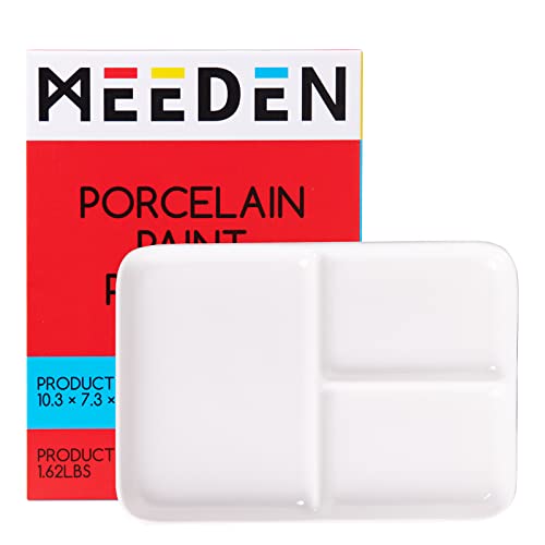 MEEDEN Paleta de pintura de cerámica para artistas, paleta de acuarela de porcelana, bandeja de mezcla de cerámica de 10 x 7 pulgadas para pintura de gouache de acuarela Cover