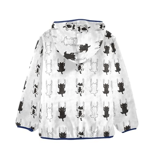 Black Kitten Scratch Hanging Calico Girls Fleece Jacket Girls Fall Jacket Girls Zip Up Hoodie Girls Sherpa Jacket 2-10T2