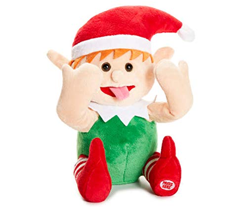 Animated Funny Face Elf Plays Peek-A-Boo Plush Holiday Elf