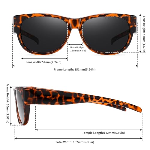 Image of GEGURI Polarized Sunglasses Fit Over Glasses for Men Women, Oversized Square Sun Glasses UV400 Protection Shades
