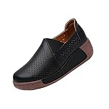 AngryMonkey Women's Slip-on Wedge Sneakers,Lightweight Comfort Orthopedic Hidden High Heel Casual Fashion Platform Walking Shoes (7,Black Cutout)