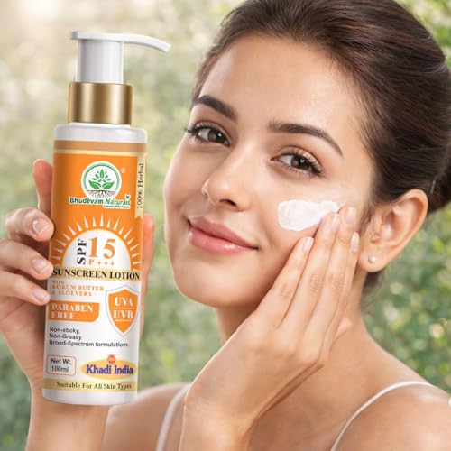 Image of Khadi SPF 15 Sunscreen Lotion with Kokum Butter & Aloevera | Daily Use Sun Protection Cream | Prevents Sun Damage & Dryness - 100ML