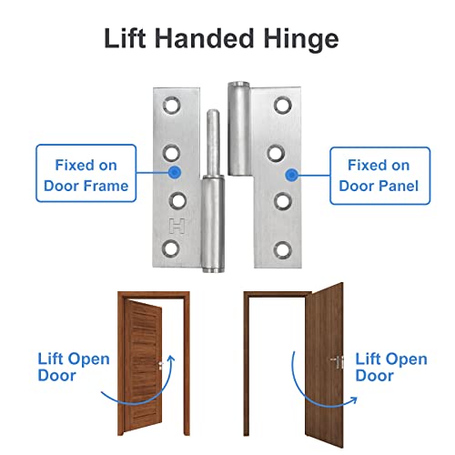 Lift Off Hinge 6 Pack Silver H Hinges 4" Stainless Steel Hinges Detachable Flag Hinges, Left Handed, Rust-Resistant Indoor And Outdoor Hinges Removable, Loading Capacity 50 Lbs #TOP3