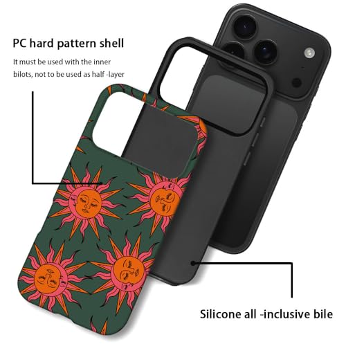 DAIZAG Case Compatible with iPhone 17 Pro,Fit Shockproof Cover for Women Girls,Pink Orange Sun Moon Faces by DAIZAG - Used condition - Image 3