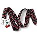 Cherry Pop Lanyard - black neck strap with red acrylic cherries charm - kitschy retro rockabilly key ring