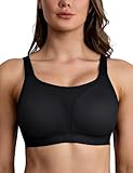 ZeroBound Women's Sports Bra Non Padded Wirefree Full Coverage Workout Bra High-Impact Sports for Women Lightweight Fitness Yoga (Black,36C)