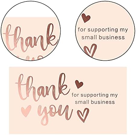 100 Pcs Thank You Cards with Gold Foil Letters Heart Thank You for Supporting My Small Business Cards for Handmade Package Box